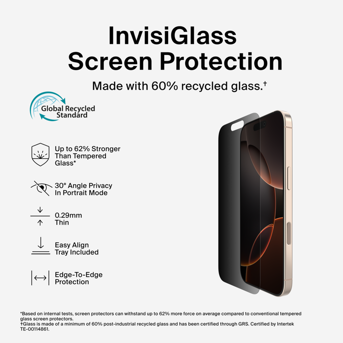 ScreenForce Privacy Screen Protector for iPhone 16 Pro