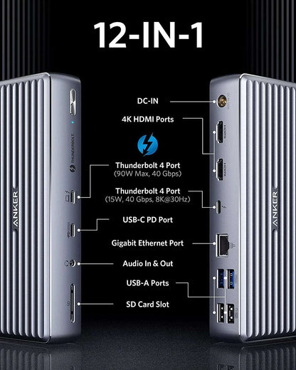 Anker 777 Thunderbolt Docking Station (Apex, 12-in-1, Thunderbolt 4) - iGadget Store